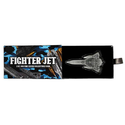 2024 Chad Fighter Jet Shaped Antiqued 2 oz Silver Coin
