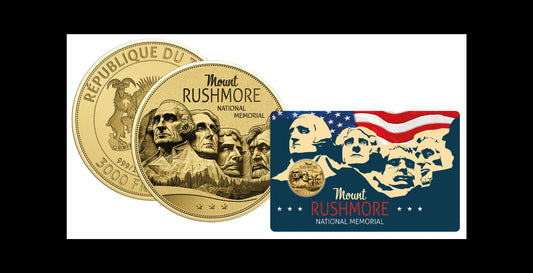 In Stock! Chad Mount Rushmore 1/1000 oz Gold Coin in Card