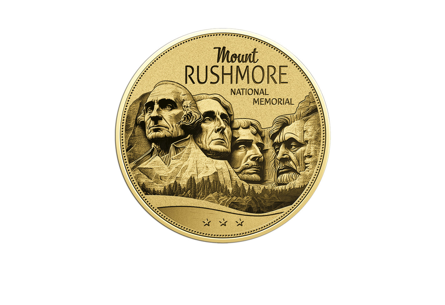 In Stock! Chad Mount Rushmore 1/1000 oz Gold Coin in Card