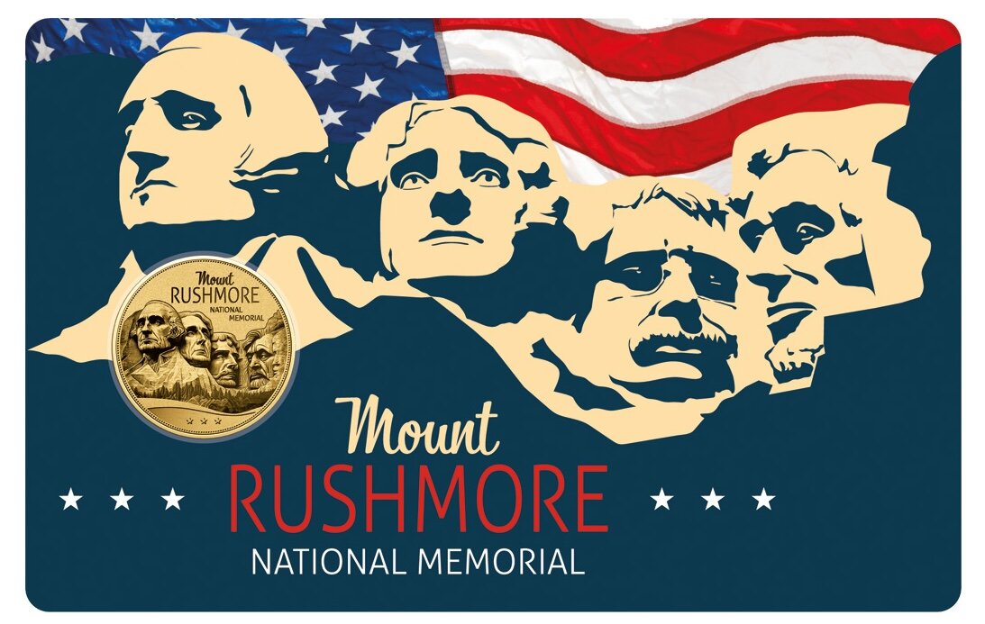 In Stock! Chad Mount Rushmore 1/1000 oz Gold Coin in Card