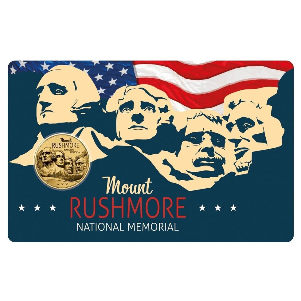 In Stock! Chad Mount Rushmore 1/1000 oz Gold Coin in Card