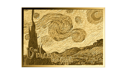 In Stock! Chad Vincent Van Gogh Starry Night 1/1000 oz Gold Coin in Card (03/18)