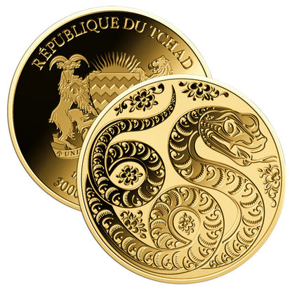 In Stock! Chad Year of the Snake 1/1000 oz Gold Coin in Card