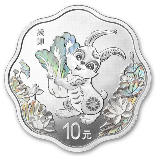 In Stock! 2023 China Year of the Rabbit Blossom Shaped 30g Silver Coin