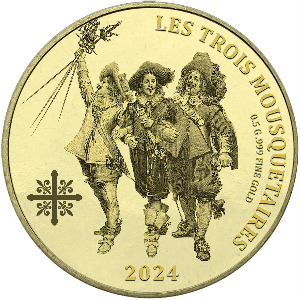 2024 Congo Three Musketeers 0.5g Gold Coin