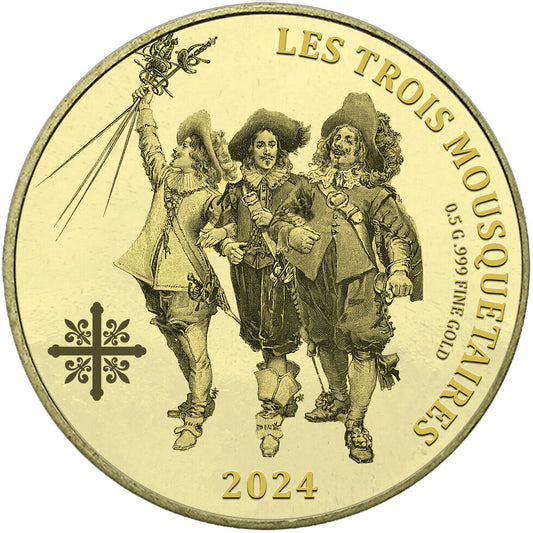2024 Congo Three Musketeers 0.5g Gold Coin