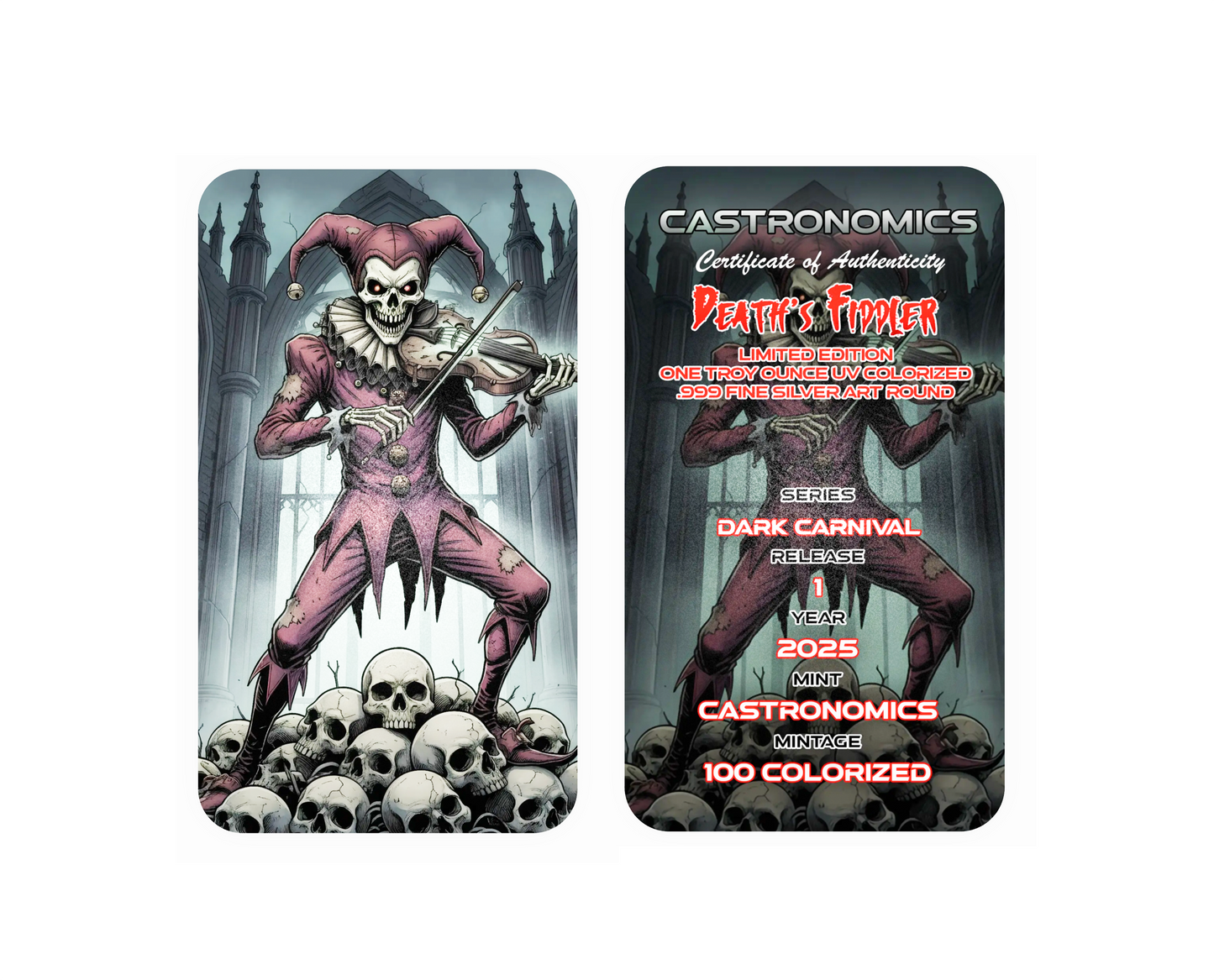 2025 Castronomics Dark Carnival Death's Fiddler Colorized 1 oz Silver Round