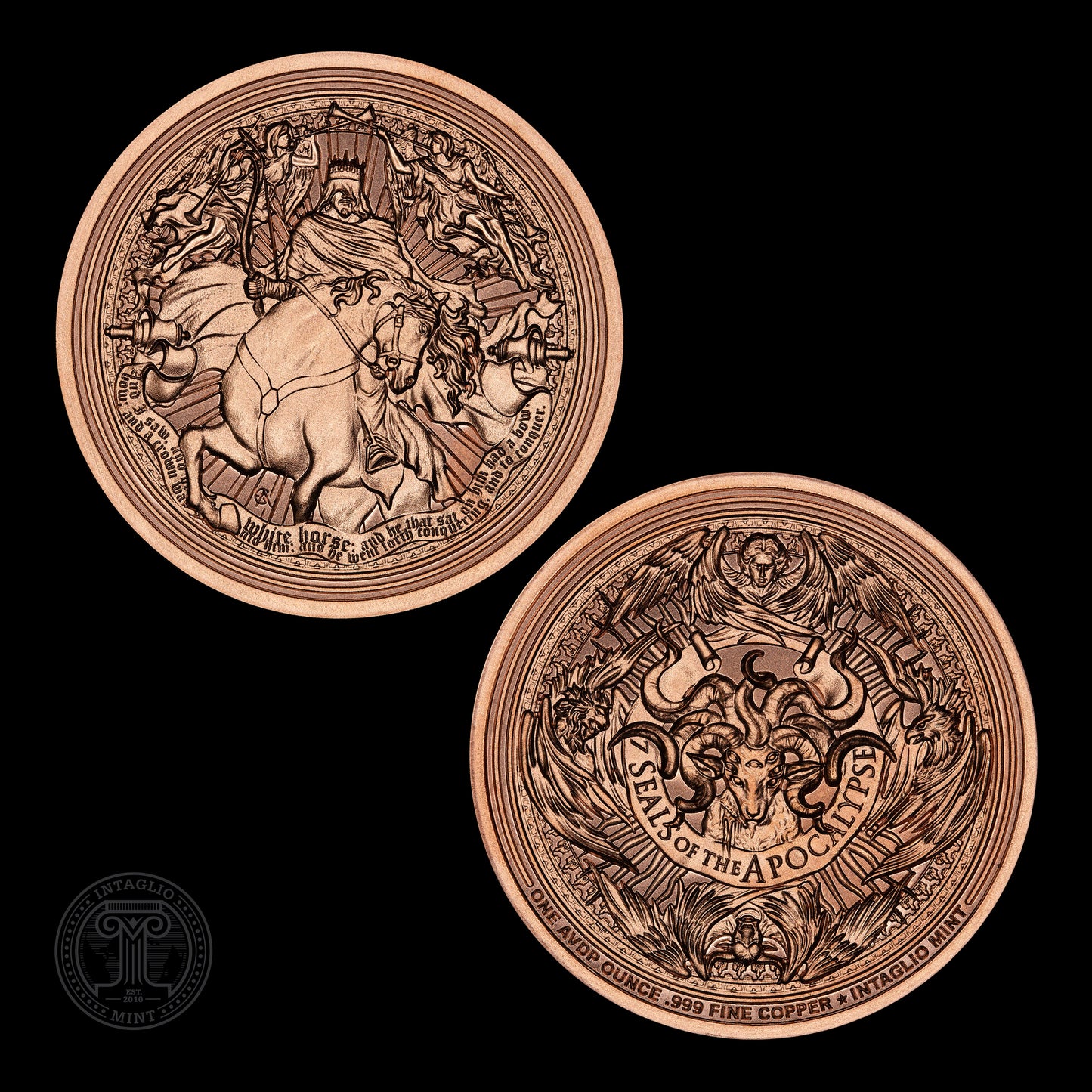 Intaglio Mint Seven Seals of the Apocalypse - White Horse 1 oz Copper Round (08/03)