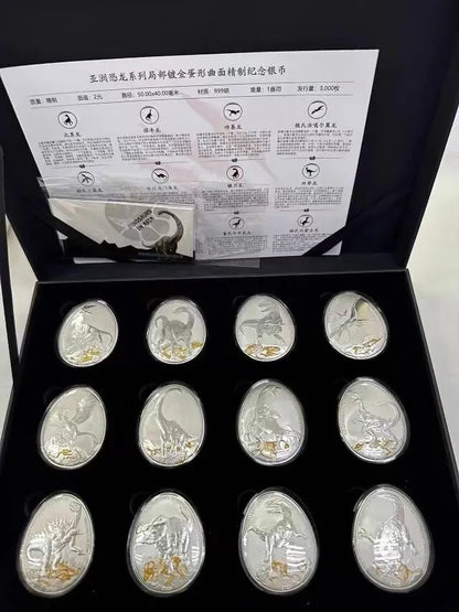 WOW! In Stock! 12pcs Complete set Samoa 2022 Dinosaurs in Asia Egg Curved silver coins