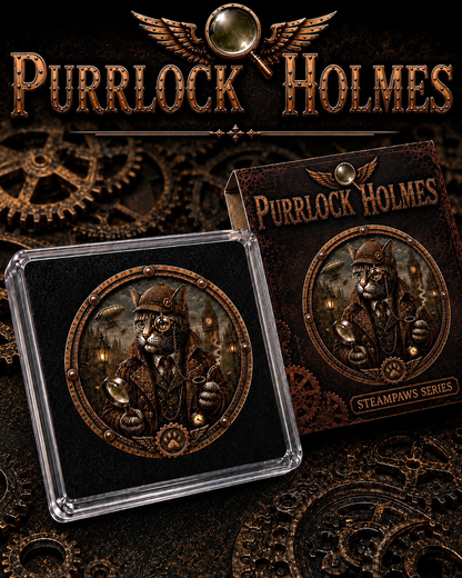 In Stock! Steampunk: Purrlock Holmes 1 oz Copper