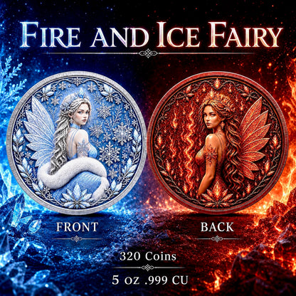FIRE AND ICE FAIRY 5oz Copper HIGH RELIEF ON BOTH SIDES & Colorized