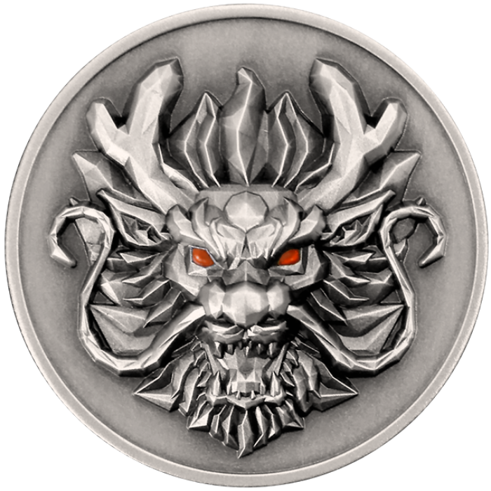 In stock! 2024 Fiji Year of the Dragon 3D UHR Antiqued 1 oz Silver Coin - Options: Original Mint Packaging