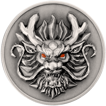 In stock! 2024 Fiji Year of the Dragon 3D UHR Antiqued 1 oz Silver Coin - Options: Original Mint Packaging