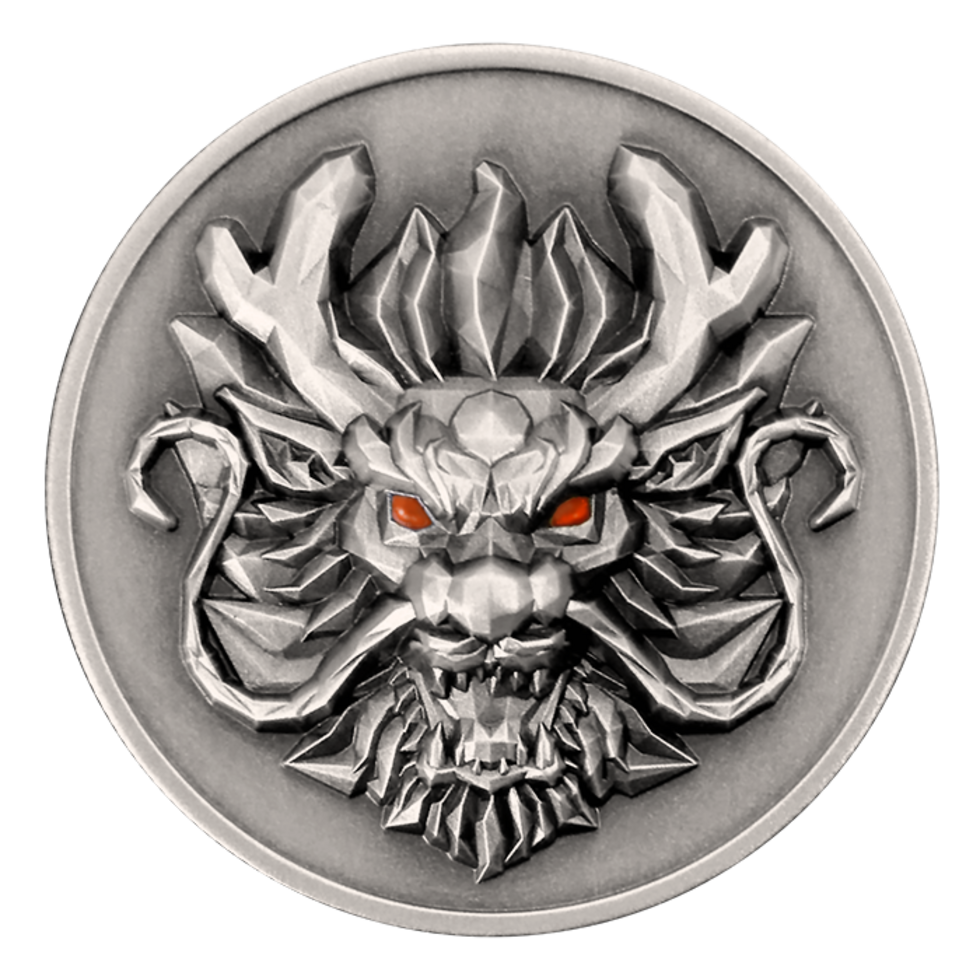 In stock! 2024 Fiji Year of the Dragon 3D UHR Antiqued 1 oz Silver Coin - Options: Original Mint Packaging
