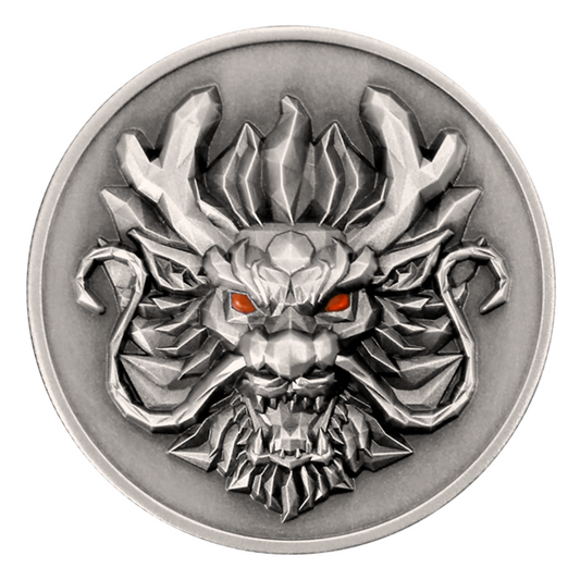 In stock! 2024 Fiji Year of the Dragon 3D UHR Antiqued 1 oz Silver Coin - Options: Original Mint Packaging