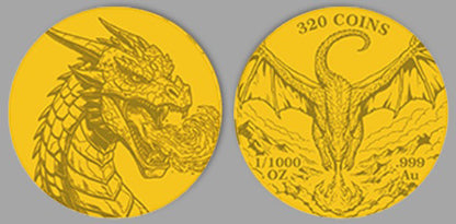 In Stock! 2026 Fire Dragon 1/1000 oz Gold Round in Card