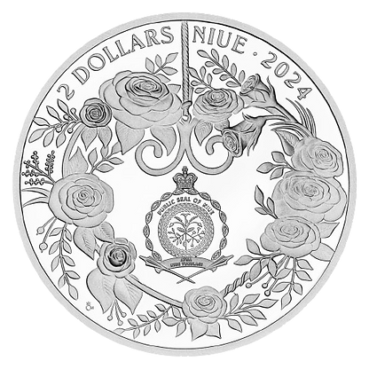 In Stock! 2024 Niue 3D CRYSTAL ROSE FLOWER 1 Oz Silver Coin