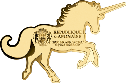 Gabon Rainbow Unicorn Shaped 1/1000 oz Gold Coin in Card