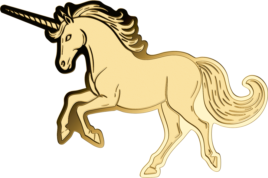 Gabon Rainbow Unicorn Shaped 1/1000 oz Gold Coin in Card