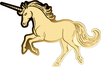 Gabon Rainbow Unicorn Shaped 1/1000 oz Gold Coin in Card