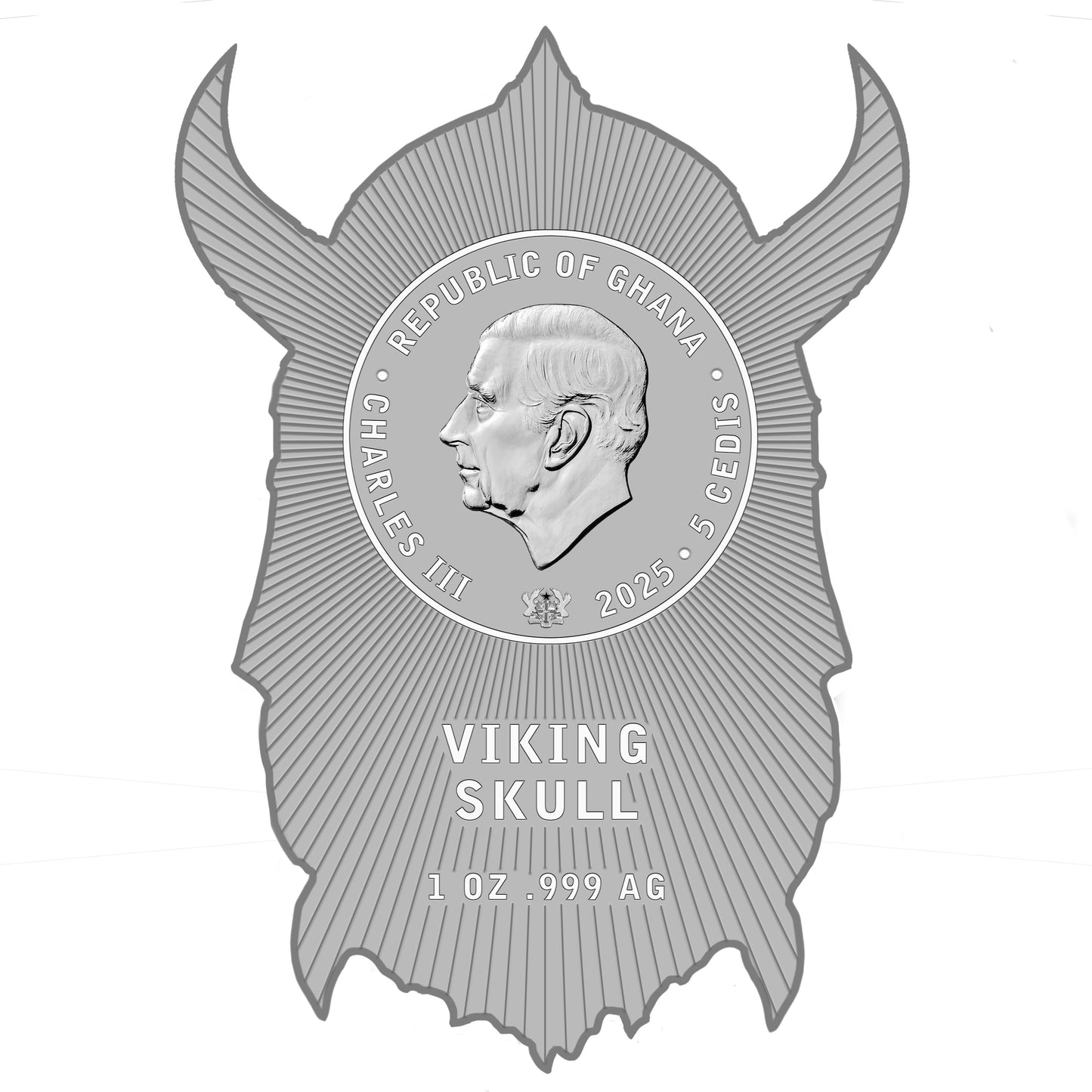 2025 Ghana Viking Skull 1 oz .999 Silver Coin