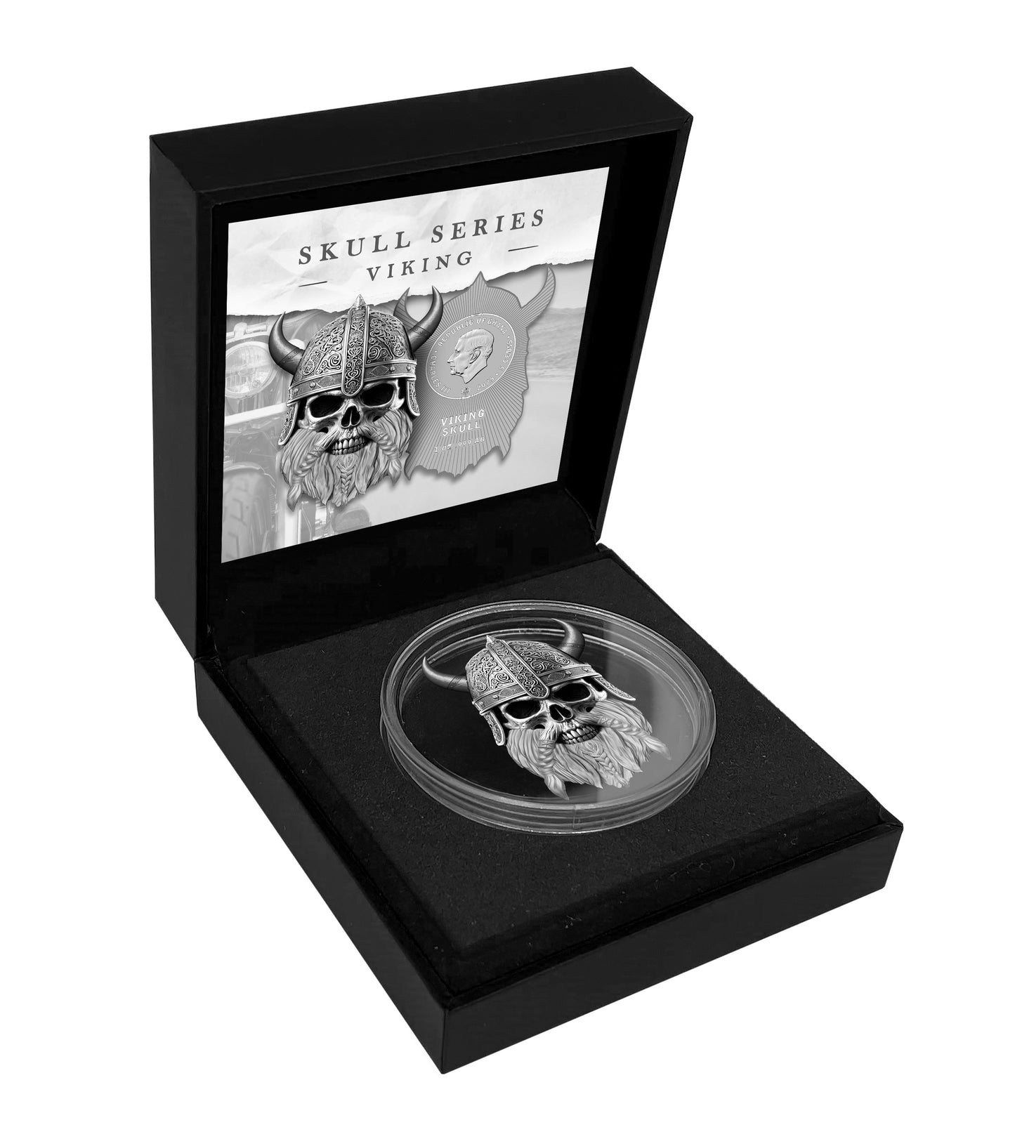 2025 Ghana Viking Skull 1 oz .999 Silver Coin