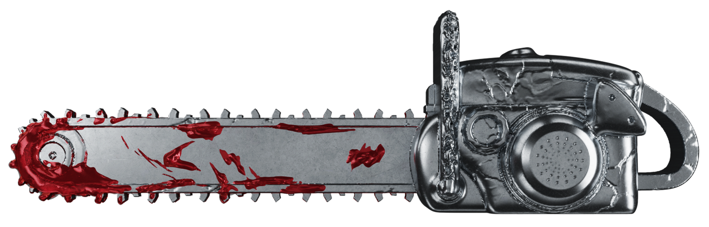 In Stock! 2025 Ghana Bloody Chainsaw 3d Shaped 2 oz Silver Coin (10/14) - Options: Original Mint Packaging