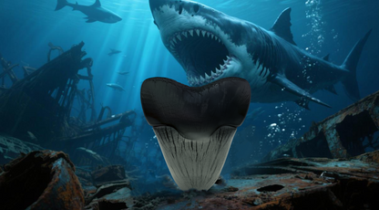 2025 Ghana 3D Megalodon Shark Tooth 2 oz Silver Coin