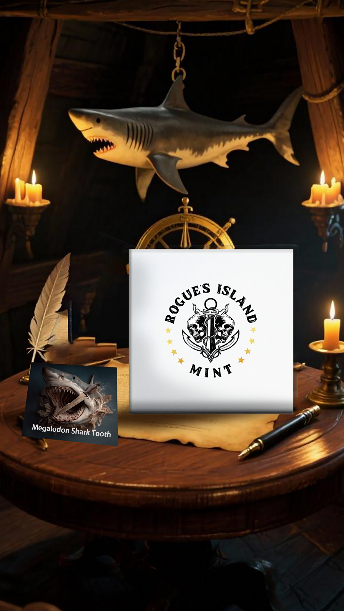 2025 Ghana 3D Megalodon Shark Tooth 2 oz Silver Coin