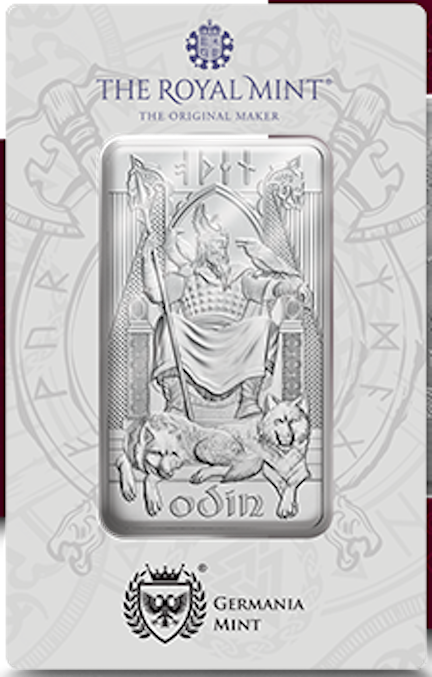 In Stock! Germania Mint Norse Gods Odin 1 oz Silver Bar in Card