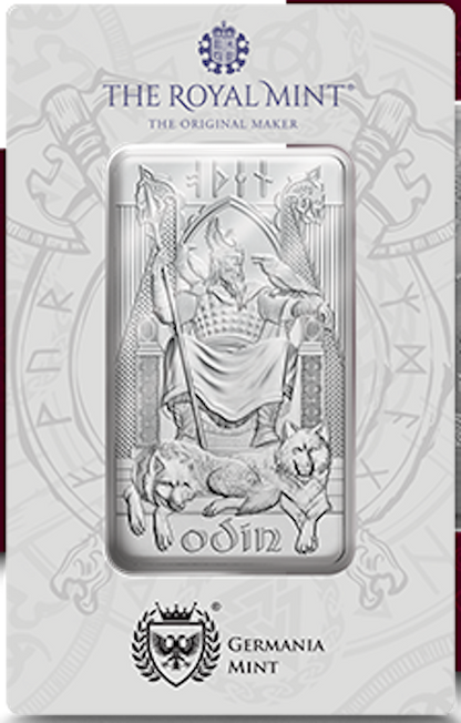 In Stock! Germania Mint Norse Gods Odin 1 oz Silver Bar in Card