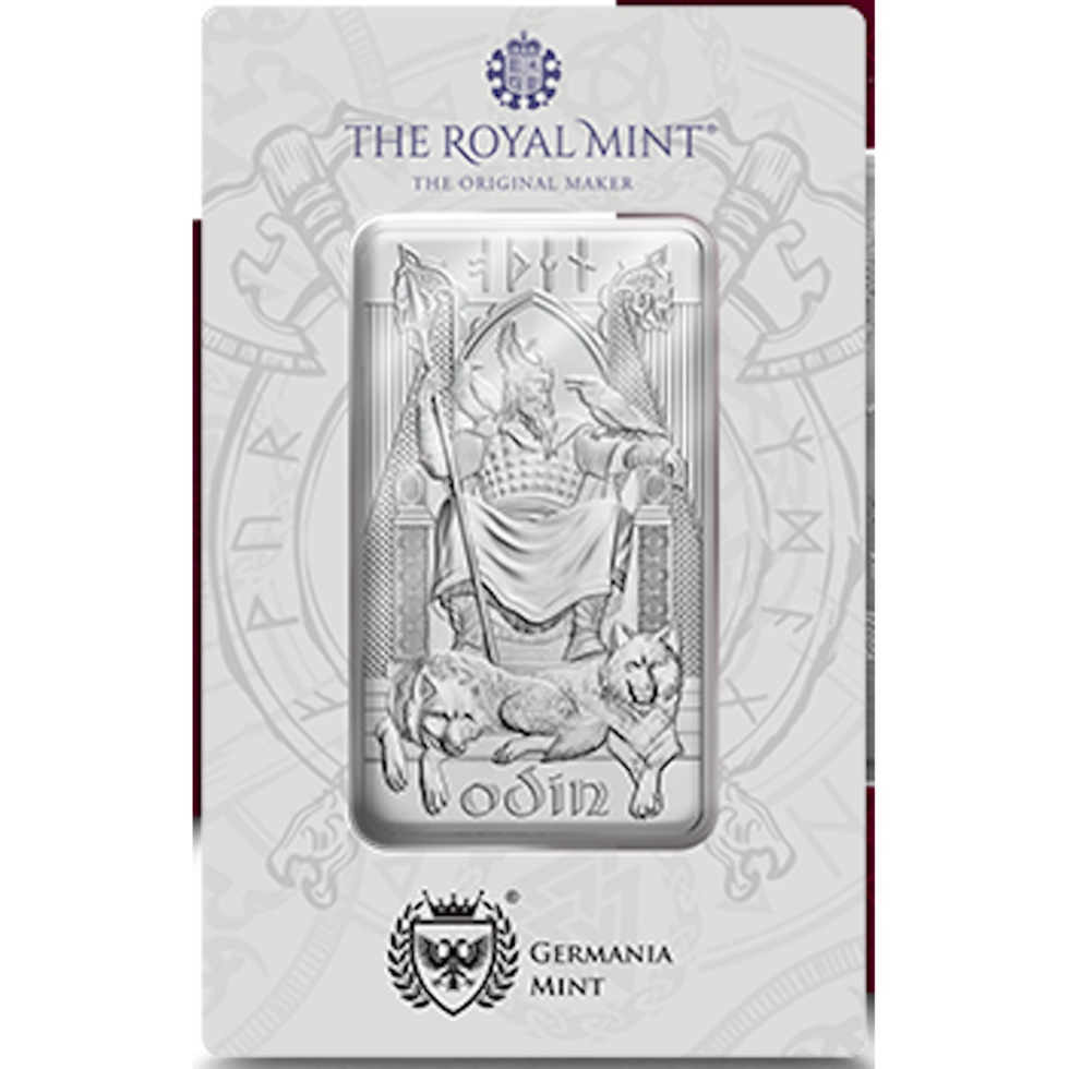 In Stock! Germania Mint Norse Gods Odin 1 oz Silver Bar in Card