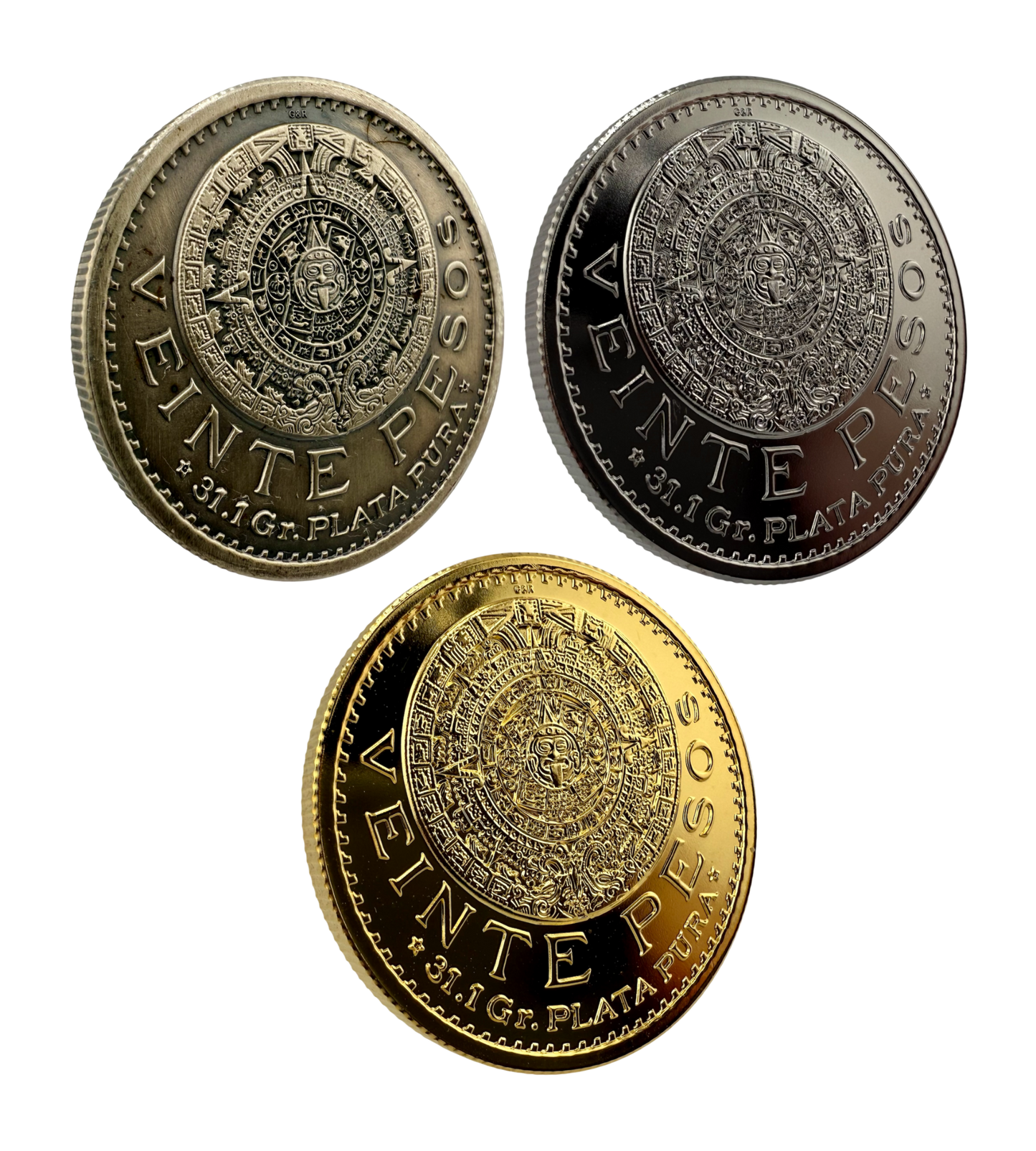 In Stock! 1917 Mexico 20 Pesos Tribute Reserva Premium 3 x 1 oz Silver Medal Set (10/15)