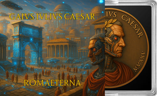 In Stock! Future in the Past Gaius Iulius Caesar - Roma Aeterna 1 oz Copper Medal