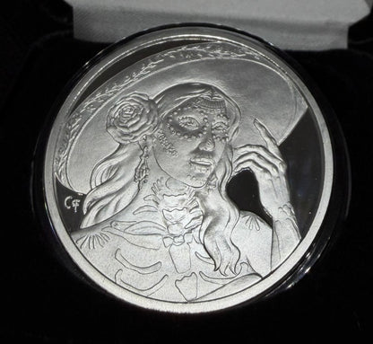 In Stock! 2025 Catrina Fina Dia De Los Muertos 1 oz Silver Round
