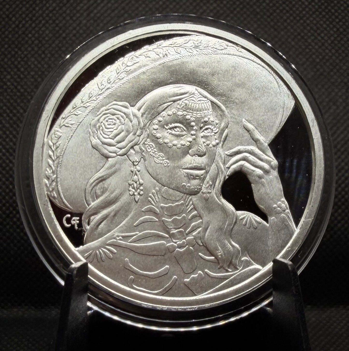 In Stock! 2025 Catrina Fina Dia De Los Muertos 1 oz Silver Round