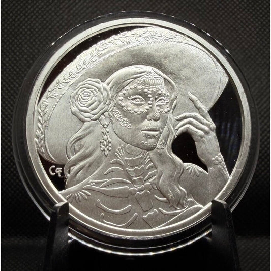 In Stock! 2025 Catrina Fina Dia De Los Muertos 1 oz Silver Round