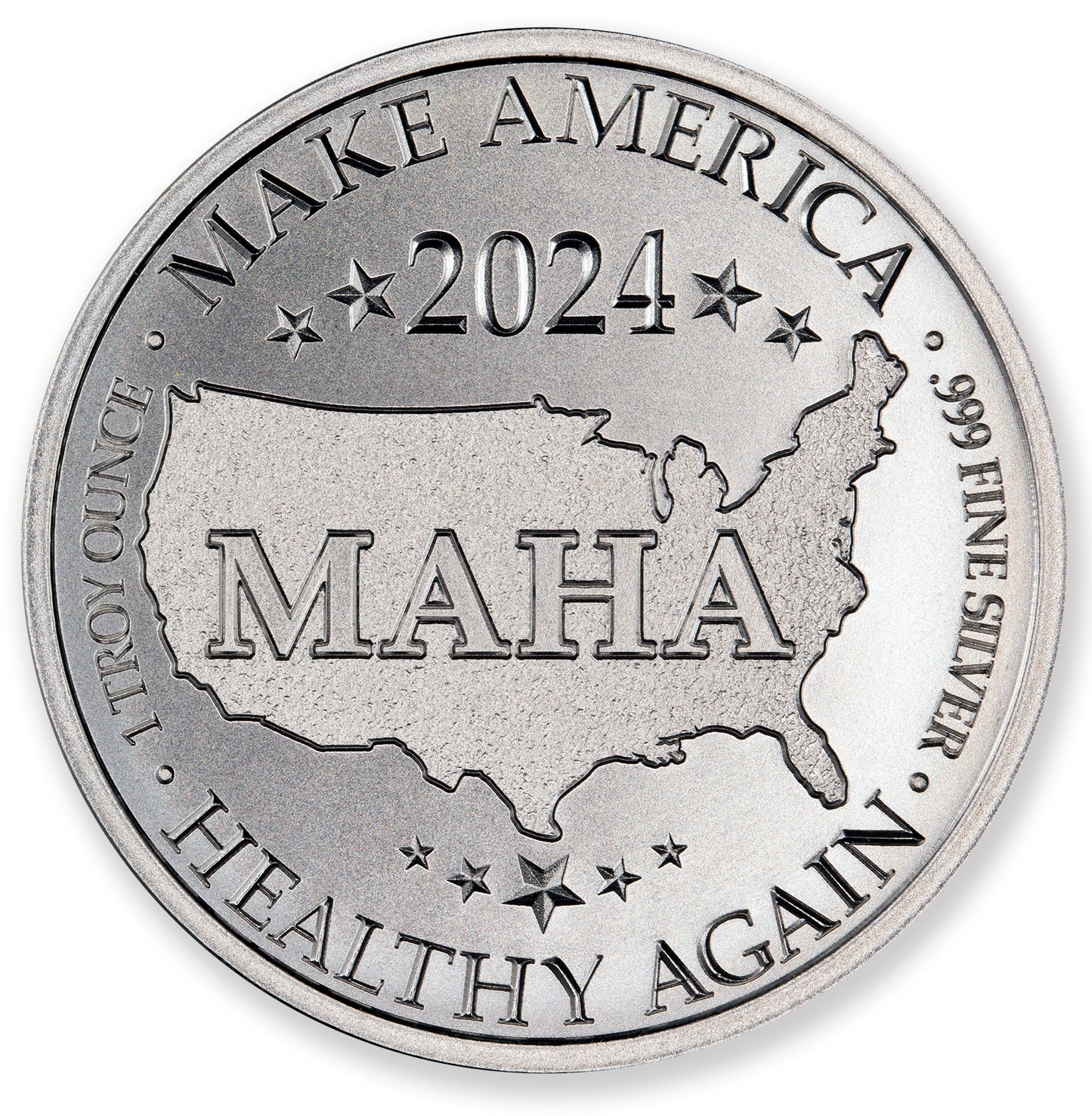 In Stock! 2024 Robert F. Kennedy MAHA 1 oz Silver Round by Intaglio Mint