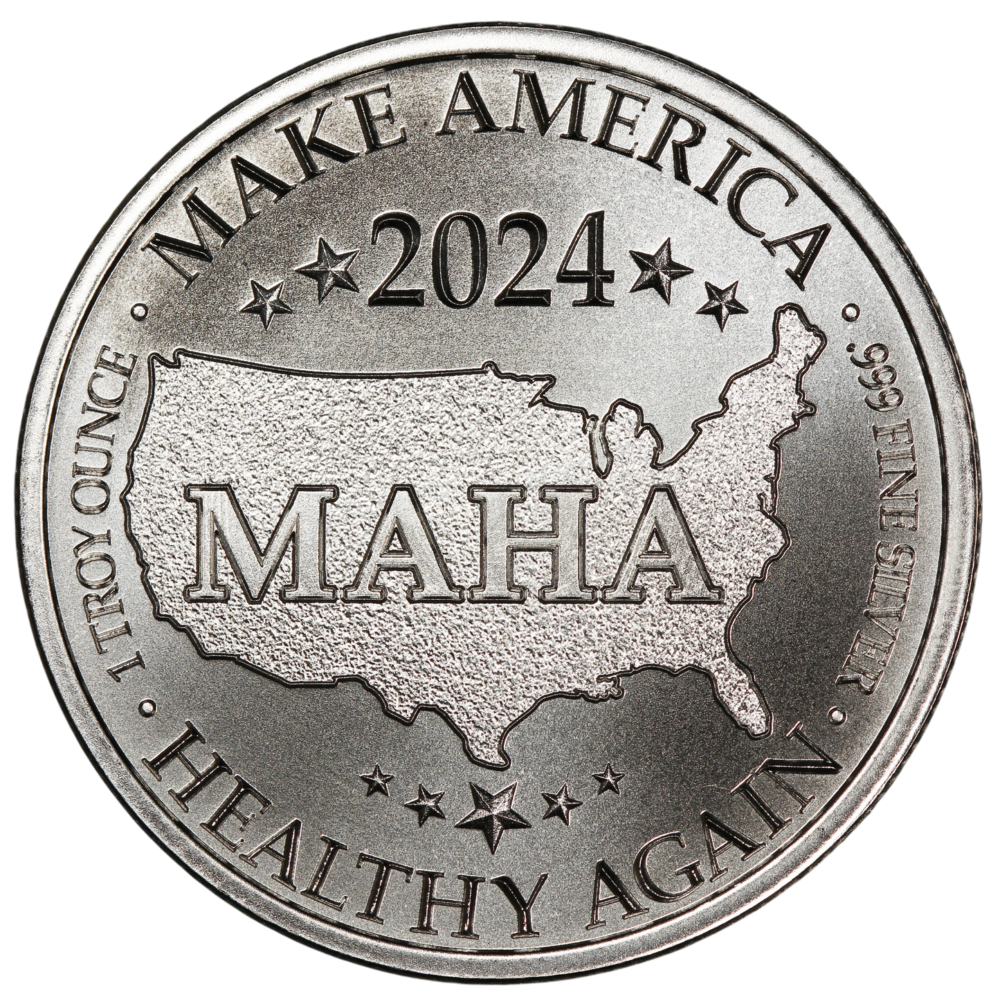 In Stock! 2024 Robert F. Kennedy MAHA 1 oz Silver Round by Intaglio Mint