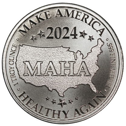 In Stock! 2024 Robert F. Kennedy MAHA 1 oz Silver Round by Intaglio Mint