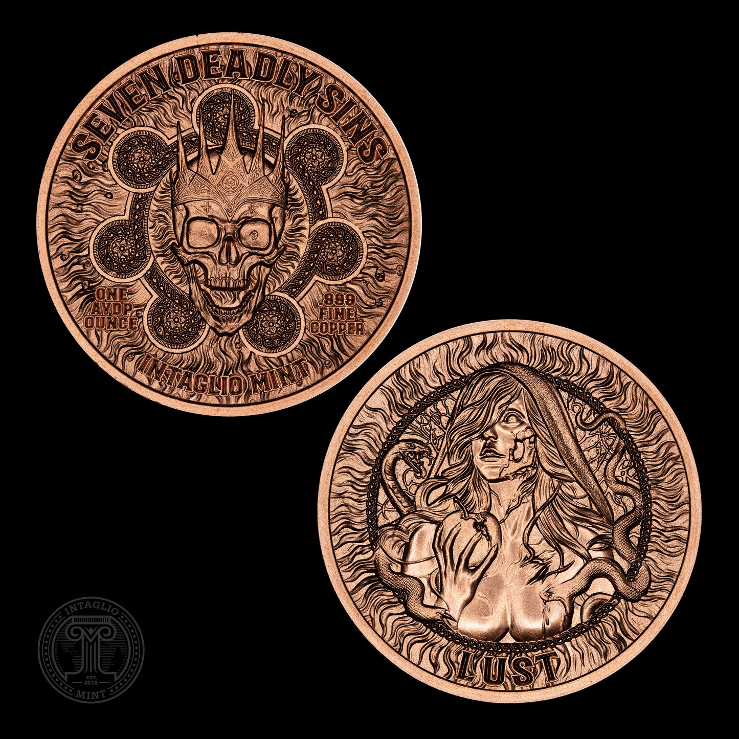 In Stock! 2025 Intaglio Seven Deadly Sins Lust 1 oz Copper Round