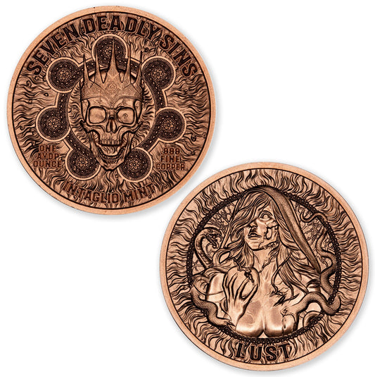 In Stock! 2025 Intaglio Seven Deadly Sins Lust 1 oz Copper Round