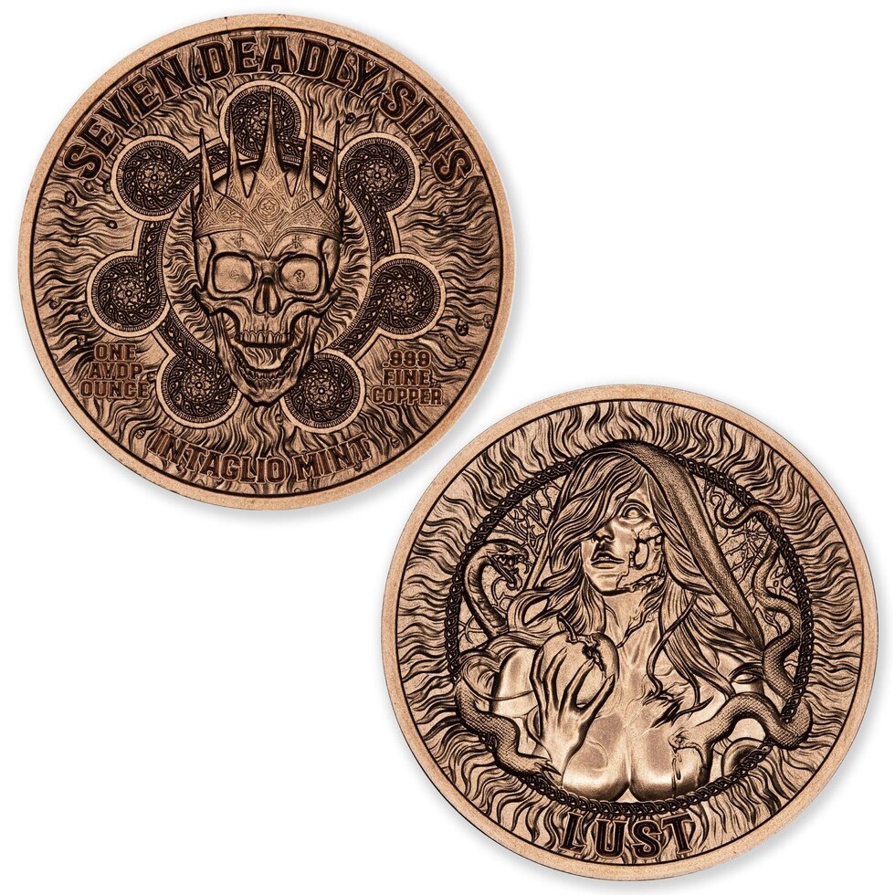 In Stock! 2025 Intaglio Seven Deadly Sins Lust 1 oz Copper Round