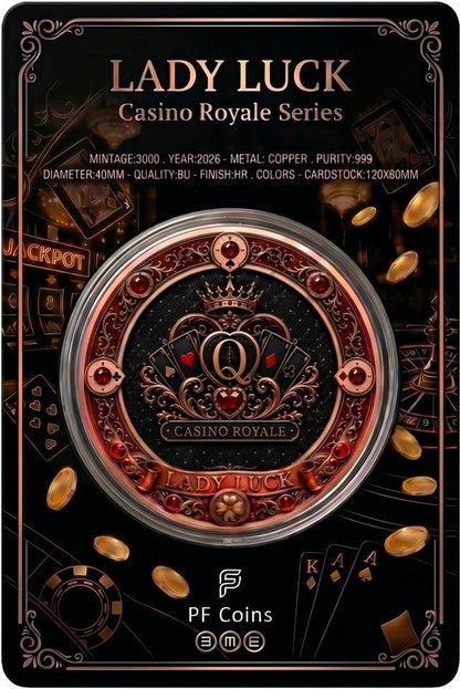 New Series! Casino Royale - Lady Luck Colorized 1 oz Copper Medal (06/12)