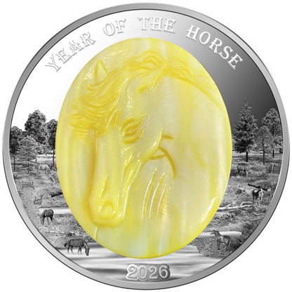Factory Special! 2026 Solomon Islands Lunar Horse Mother-of-Pearl 5 oz Silver Coin