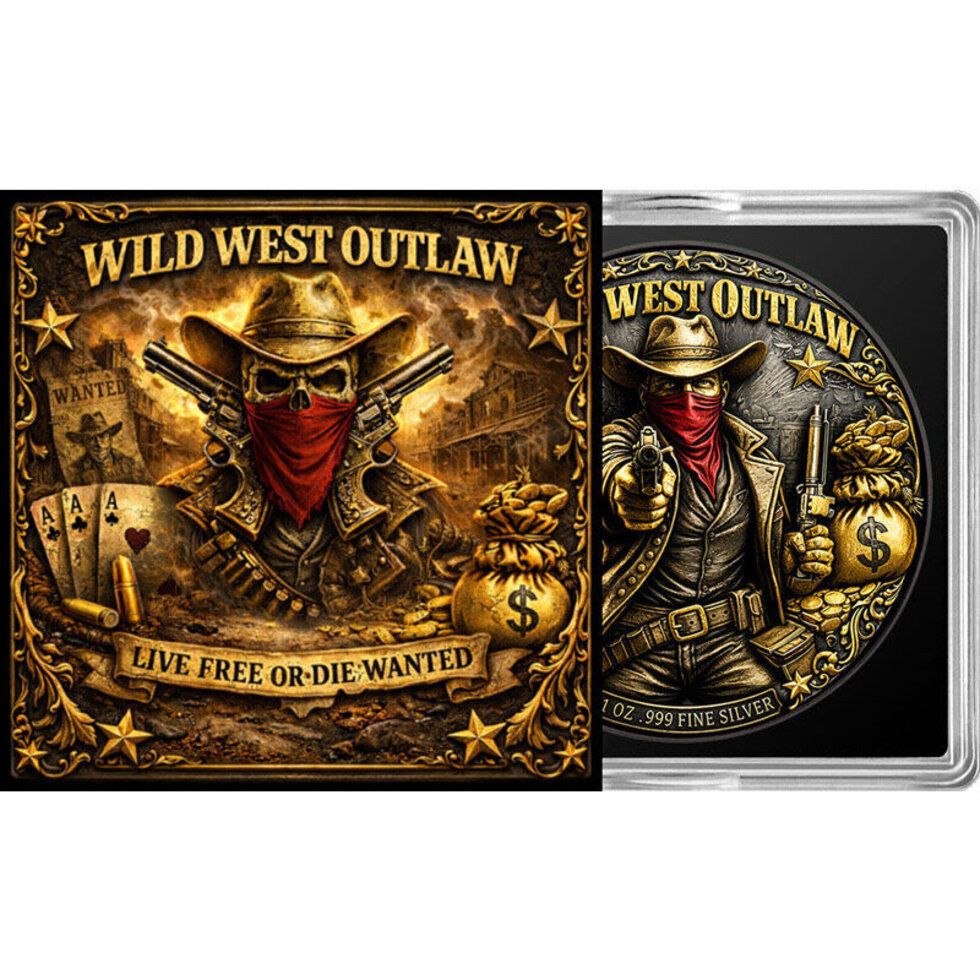 In Stock! Wild West Outlaw 1 oz Copper Round