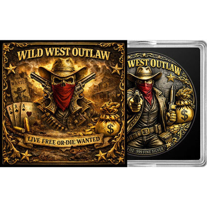 In Stock! Wild West Outlaw 1 oz Copper Round