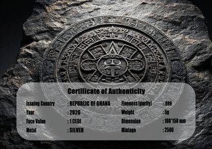 2026 Ghana Aztec Calendar 5g Silver Foil. In Silver We Trust!