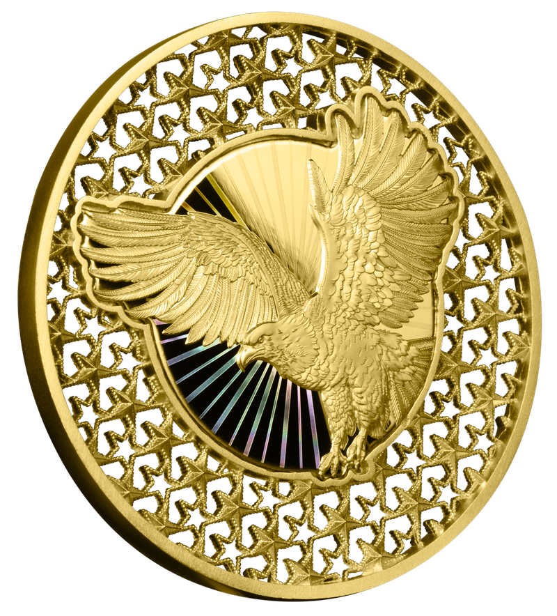 Factory Special! 2026 Solomon Islands American Bald Eagle Filigree Gold Gilt 2 oz Silver Coin (06/09)