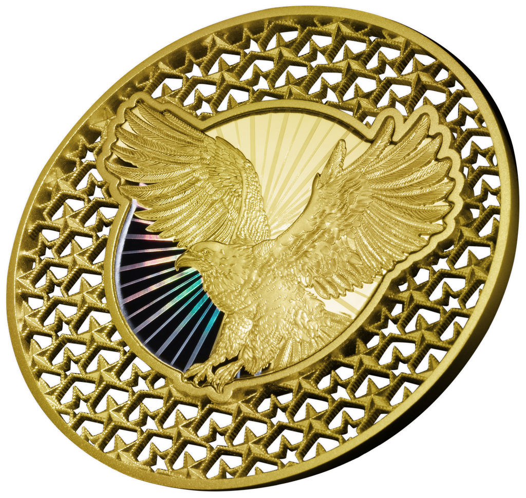 Factory Special! 2026 Solomon Islands American Bald Eagle Filigree Gold Gilt 2 oz Silver Coin (06/09)